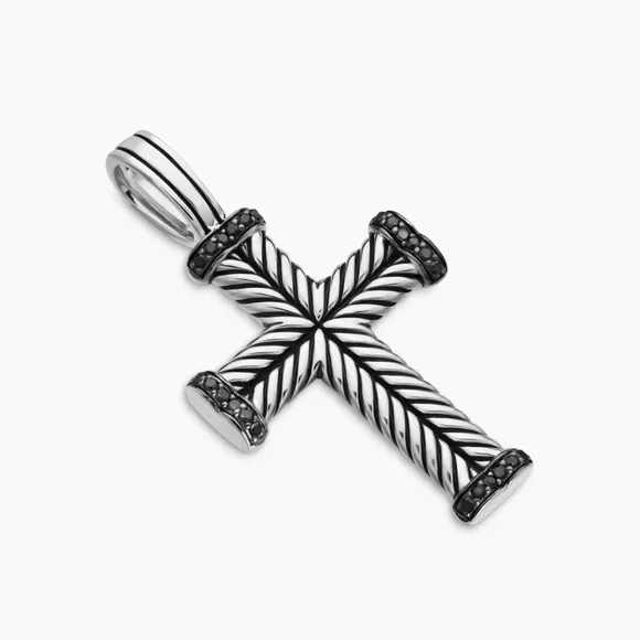 Authentic Sterling Silver and Black Diamond Cross Pendant ONLY - Picture 6 of 10